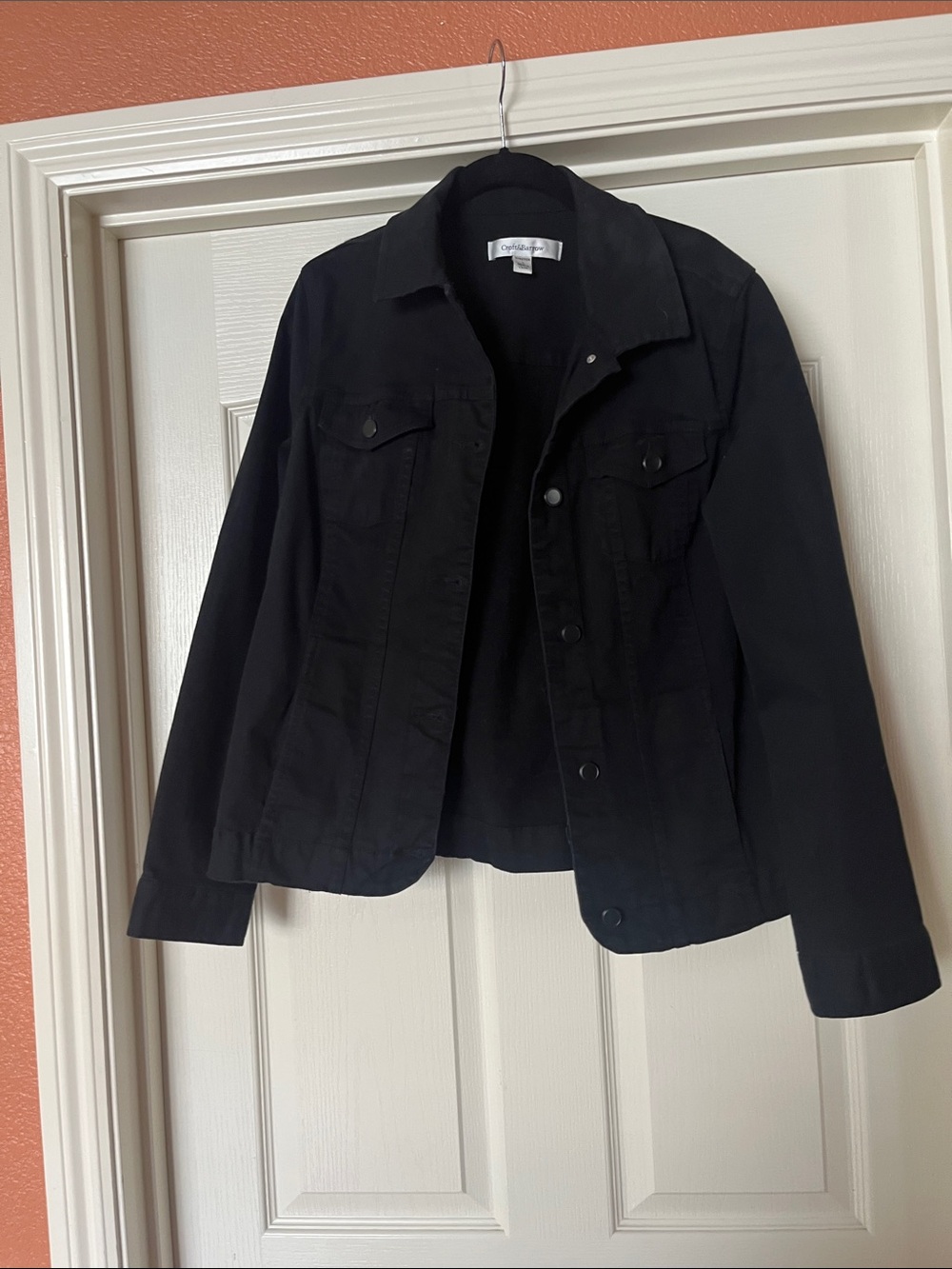 Kohl's Black Denim Jacket with Chest Pockets